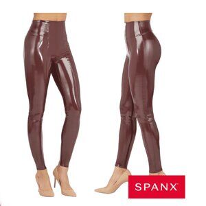 SPANX SPANXshape Faux Patent Leather Leggings in Ruby Red Size Medium
